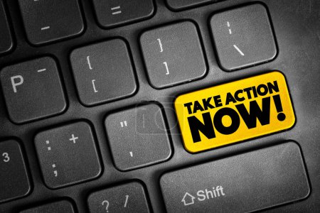 Photo for Take Action Now text quote button on keyboard, concept background - Royalty Free Image