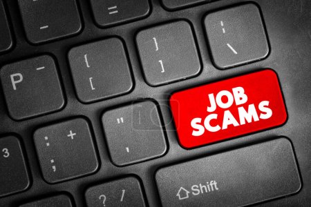 Téléchargez les photos : Job scams text button on keyboard, concept background - en image libre de droit
