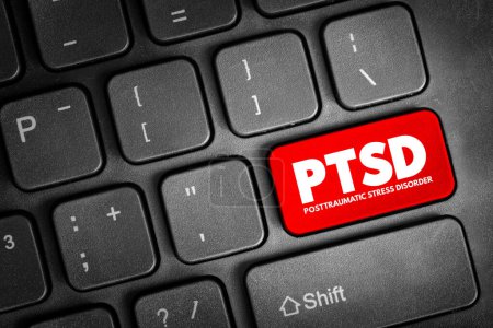 Photo for PTSD Posttraumatic Stress Disorder - psychiatric disorder that may occur in people who have experienced or witnessed a traumatic event, text button on keyboard, concept background - Royalty Free Image
