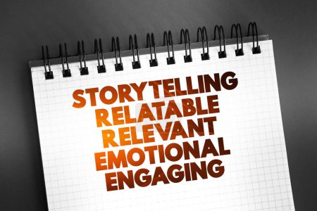 Téléchargez les photos : Storytelling Relatable pertinent émotionnel Engager citation de texte sur le bloc-notes, arrière-plan du concept - en image libre de droit