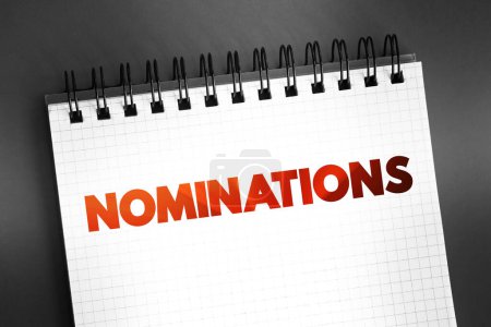 Texto de nominaciones en bloc de notas, fondo conceptual