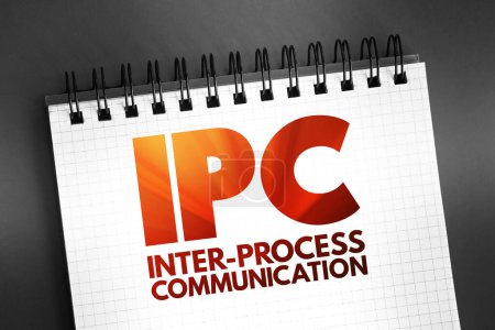 Foto de Comunicación interproceso de IPC: se refiere específicamente a los mecanismos que proporciona un sistema operativo para permitir que los procesos administren datos compartidos, texto acrónimo en el bloc de notas - Imagen libre de derechos