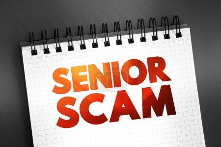 Photo for Senior Scam text quote on notepad, concept background - Royalty Free Image