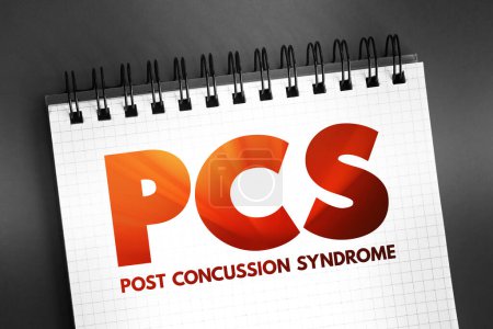 Photo for PCS Post-concussion syndrome - set of symptoms that may continue for weeks or more after a concussion, acronym medical concept on notepad - Royalty Free Image