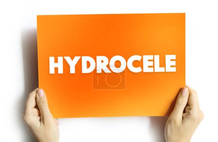 Téléchargez les photos : Hydrocele is a type of swelling in the scrotum that occurs when fluid collects in the thin sheath surrounding a testicle, text concept on card for presentations and reports - en image libre de droit