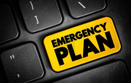 Emergency Plan - specifies procedures for handling sudden or unexpected situations, text concept button on keyboard