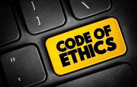Código de ética botón de texto en el teclado, concepto de fondo