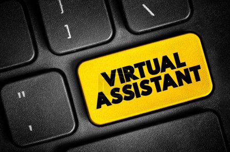 Asistente Virtual - contratista independiente que proporciona servicios administrativos a los clientes, botón de texto en el teclado