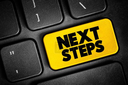 Photo for Next Steps text button on keyboard, concept background - Royalty Free Image