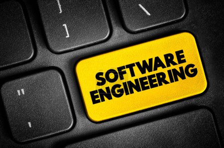 Software Engineering Text-Taste auf der Tastatur, Konzept-Hintergrund