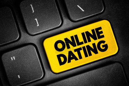 Foto de Online Dating text button on keyboard, concept background - Imagen libre de derechos