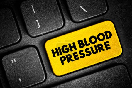 Photo for High blood pressure - hypertension, is blood pressure that is higher than normal, text button on keyboard, concept background - Royalty Free Image