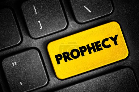 Prophecy text quote button on keyboard, concept background