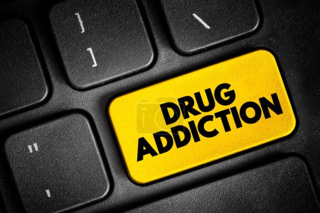 Photo for Drug addiction text quote button on keyboard, concept background - Royalty Free Image