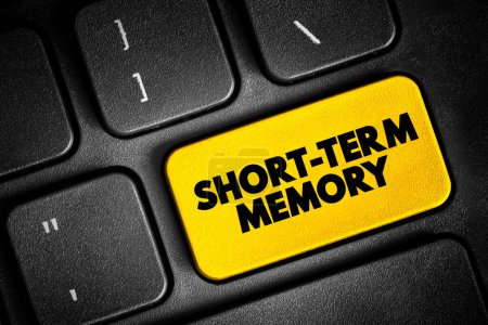 Memoria a corto plazo - información en la que una persona está pensando actualmente o es consciente, botón de texto en el teclado