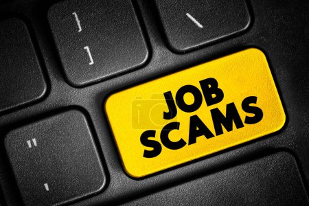 Téléchargez les photos : Job scams text button on keyboard, concept background - en image libre de droit