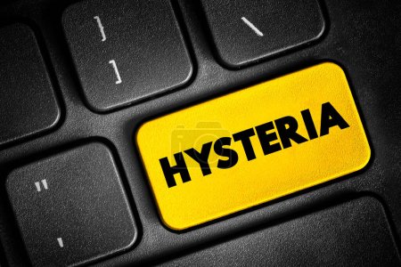 Foto de Hysteria text button on keyboard, concept background - Imagen libre de derechos