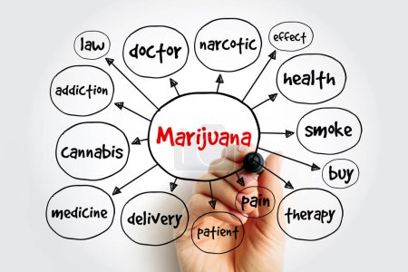 Téléchargez les photos : Carte mentale de la marijuana, concept médical pour les présentations et les rapports - en image libre de droit