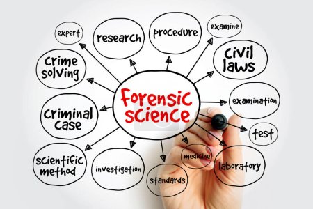 Foto de Mapa mental de ciencias forenses, concepto para presentaciones e informes - Imagen libre de derechos