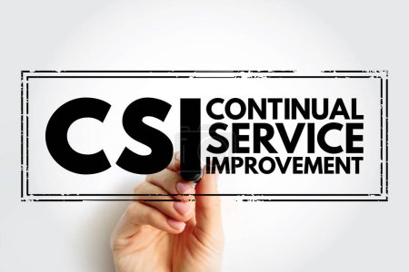 Photo for CSI Continual Service Improvement - method to identify and execute opportunities to make IT processes and services better, acronym text stamp - Royalty Free Image