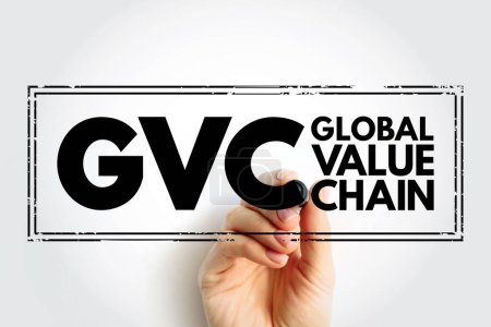 Téléchargez les photos : GVC Global Value Chain - gamme complète d'activités menées par les acteurs économiques pour commercialiser un produit, cachet de l'acronyme - en image libre de droit