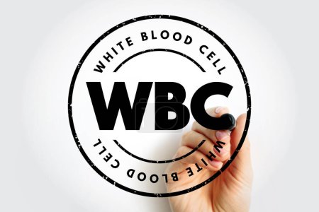 Foto de WBC White Blood Cell - cellular component of blood that helps defend the body against infection, acronym text stamp concept background - Imagen libre de derechos