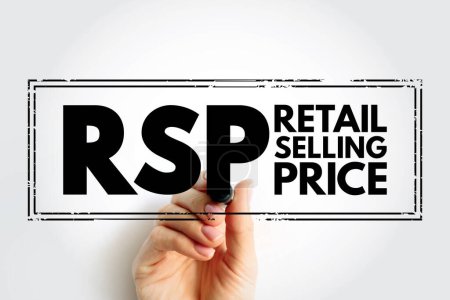 Photo for RSP Retail Selling Price - the final price that a good is sold to customers for, acronym text stamp - Royalty Free Image