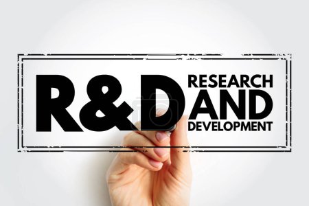Téléchargez les photos : R and D - Research and Development is activities that companies undertake to innovate and introduce new products and services, acronym text concept stamp - en image libre de droit