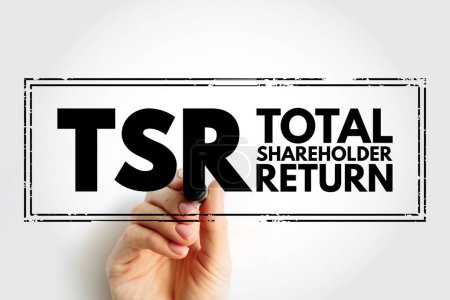 Photo for TSR Total Shareholder Return - measure of the performance of different companies' stocks and shares over time, acronym text stamp - Royalty Free Image