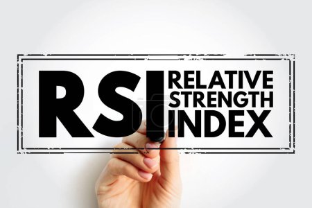 Foto de RSI Relative Strength Index - technical indicator used in the analysis of financial markets, acronym text concept stamp - Imagen libre de derechos