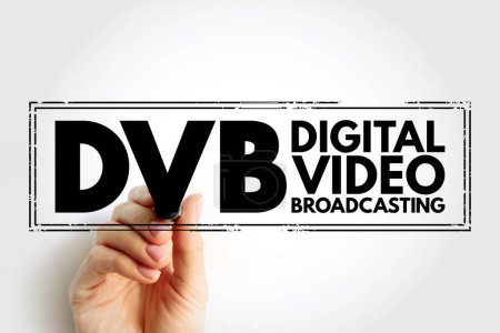 Téléchargez les photos : DVB Digital Video Broadcasting - set of international open standards for digital television, acronym text concept stamp - en image libre de droit