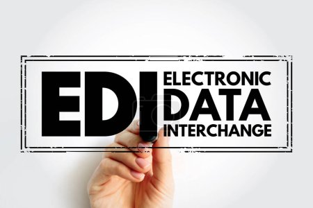 Photo for EDI Electronic Data Interchange - concept of businesses electronically communicating information that was traditionally communicated on paper, acronym text stamp - Royalty Free Image