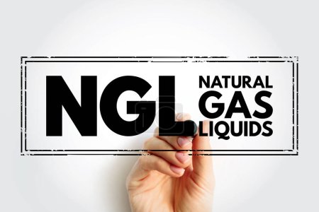 Photo for NGL Natural Gas Liquids - same family of molecules as natural gas and crude oil, composed exclusively of carbon and hydrogen, acronym text stamp - Royalty Free Image