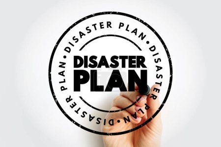 Sello de texto del Plan de Desastres, fondo conceptual