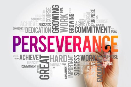 Perseverancia palabra nube collage, fondo concepto de negocio
