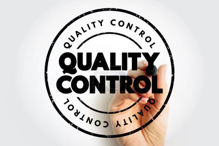 Foto de Quality Control text stamp, concept background - Imagen libre de derechos