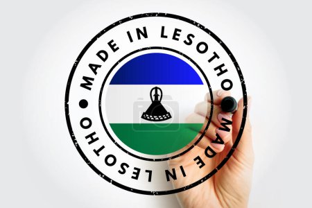 Foto de Made in Lesotho text emblem stamp, concept background - Imagen libre de derechos