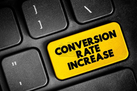 Conversion Rate Increase text button on keyboard, concept background