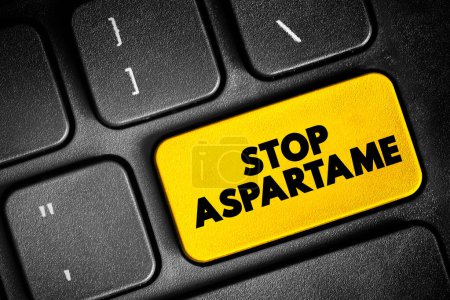 Foto de Stop Aspartame text button on keyboard, concept background - Imagen libre de derechos