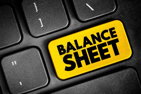 Photo for Balance sheet - summary of the financial balances of an individual or organization, text concept button on keyboard - Royalty Free Image