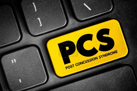 Photo for PCS Post-concussion syndrome - set of symptoms that may continue for weeks or more after a concussion, acronym medical concept button on keyboard - Royalty Free Image