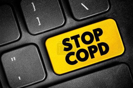Foto de Stop COPD text button on keyboard, medical concept background - Imagen libre de derechos