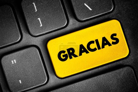Téléchargez les photos : Gracias (thank you in spanish) text button on keyboard, concept background - en image libre de droit