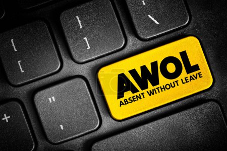 Photo for AWOL - Absent Without Official Leave acronym, text concept button on keyboard - Royalty Free Image