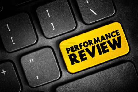 Photo for Performance Review - formal assessment in which a manager evaluates an employee's work performance, text concept button on keyboard - Royalty Free Image