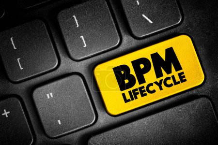 Photo for BPM Lifecycle - standardizes the process of implementing and managing business processes inside an organization, text concept button on keyboard - Royalty Free Image