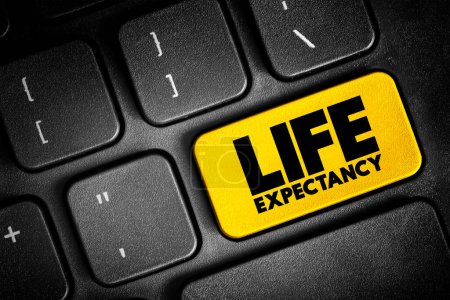 Foto de Life Expectancy - statistical measure of the average time an organism is expected to live, text concept button on keyboard - Imagen libre de derechos