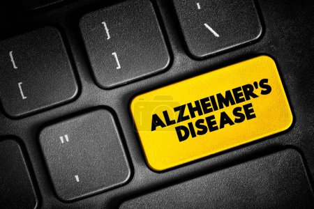 Photo for Alzheimer's Disease is a neurodegenerative disease that usually starts slowly and progressively worsens, text button on keyboard, concept background - Royalty Free Image