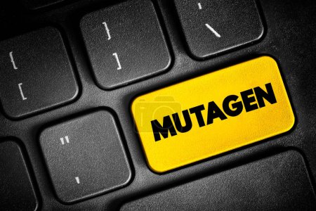 Photo for Mutagen - anything that causes a mutation (a change in the DNA of a cell), text button on keyboard, concept background - Royalty Free Image