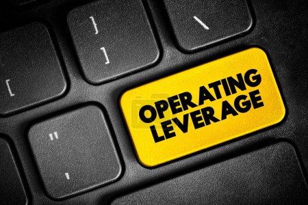 Photo for Operating Leverage - measure of how revenue growth translates into growth in operating income, text button on keyboard, concept background - Royalty Free Image